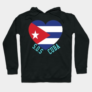 SOS Cuba Politics Protest Dictator Freedom Cuban Flag Heart Hoodie